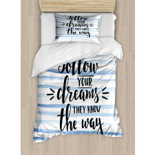 Calligraphy on Stripe Duvet Cover Set