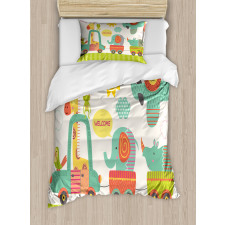 Train with Jungle Animals Duvet Cover Set