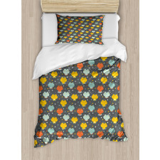 Cartoon Colorful Frogs Duvet Cover Set