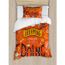 Motivational Slogan Leaf Duvet Cover Set