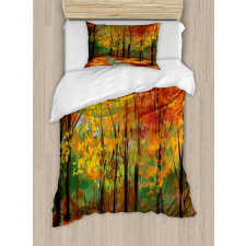 North Woods with Leaves Duvet Cover Set