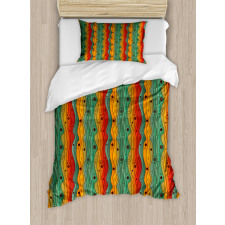 Wavy Vertical Lines Retro Duvet Cover Set