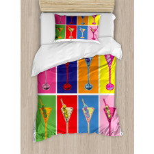 Colorful Martini Glass Duvet Cover Set