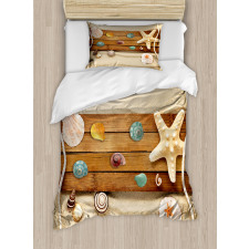 Rustic Board Seashells Duvet Cover Set