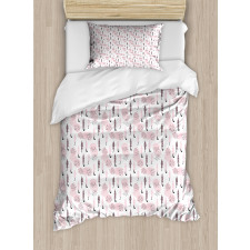 Pink Abstract Doodle Style Duvet Cover Set