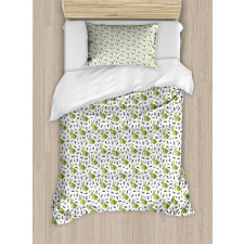 Bunnies with Floral Motifs Duvet Cover Set