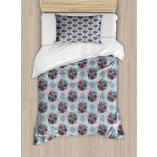 Abstract Bouquet of Flowers Duvet Cover Set