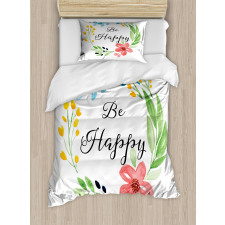 Watercolor Floral Wreath Duvet Cover Set