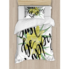 Yellow Blossoms Leaves Duvet Cover Set