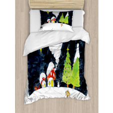 Village Mushroom Houses Duvet Cover Set