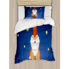 Elf at Night with a Lantern Duvet Cover Set