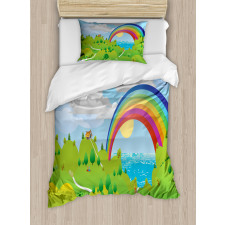 Landscape with Rainbow Clouds Duvet Cover Set