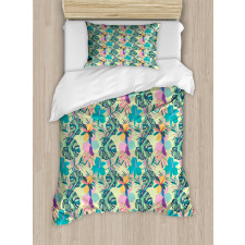 Hawaii Botany Flowers Duvet Cover Set