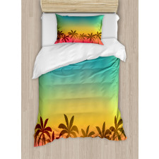 Palm Tree Tops on Island Duvet Cover Set