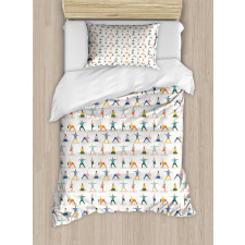 Cartoon Style People Character Duvet Cover Set