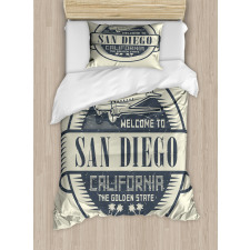 Stamp Airplane Welcome Duvet Cover Set