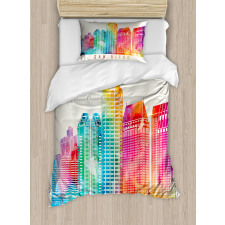 Watercolored Landmarks Duvet Cover Set