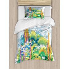 Floral Nature Meadow Trees Duvet Cover Set