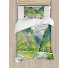 Summer River with Trees Duvet Cover Set