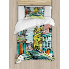 Watercolor Sketch City Duvet Cover Set