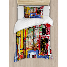 Cubist Grunge Painting Duvet Cover Set