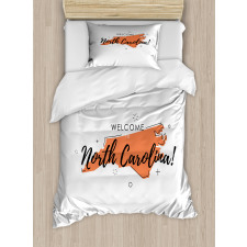 Welcome Sign USA Map Duvet Cover Set