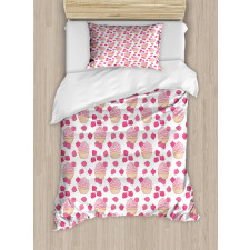 Doodle Style Strawberry Duvet Cover Set