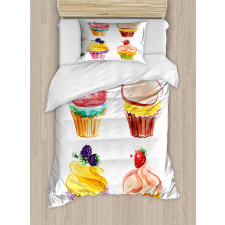 Pastel Watercolor Bakery Duvet Cover Set