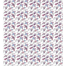 Fish Bird and Rhombus Shapes Duvet Cover Set