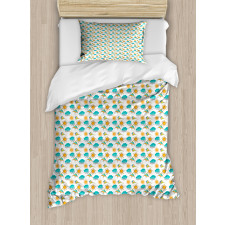 Sun and Clouds with Outlines Duvet Cover Set
