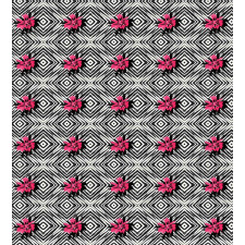 Rhombus Pattern Flowers Duvet Cover Set