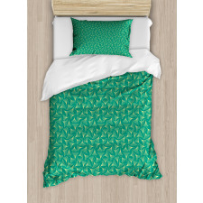 Biloba Leaves on Teal Shade Duvet Cover Set