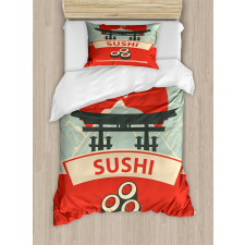 Torii Gate Sushi Mountains Duvet Cover Set