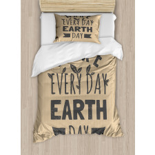 Typographic Words Earth Day Duvet Cover Set