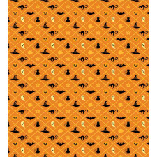 Cat Hat Bat Leaves Pumpkin Duvet Cover Set