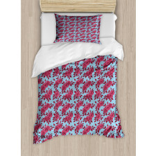Sketchy Flowers in Pink Shades Duvet Cover Set