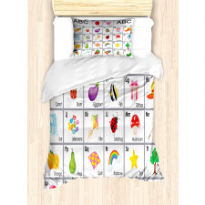 Squares with Letters Kids Duvet Cover Set