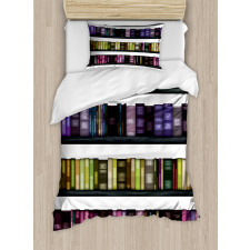 Colorful Books on Shelves Duvet Cover Set