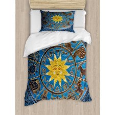 Zodiac Signs Circle Sun Duvet Cover Set