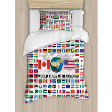World Flags with Names Duvet Cover Set