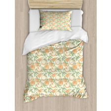 Hand Drawn Leaves and Fruits Duvet Cover Set