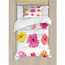 Pink Yellow Flowers Duvet Cover Set