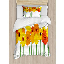 Flowers on Green Stems Duvet Cover Set