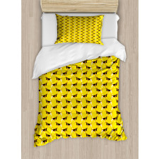 Fun Pet Characters on Yellow Duvet Cover Set