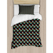 Abstract Girl with Fish Duvet Cover Set