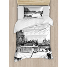 Antique Paris Sketch Art Duvet Cover Set