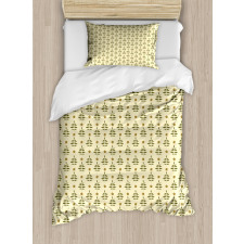 Foliage Leaves with Blossoms Duvet Cover Set