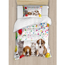 Cat and Dog Party Duvet Cover Set