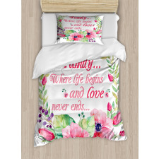 Family Love Saying Wreath Duvet Cover Set