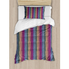 Retro Tone Chevron Zig Zag Duvet Cover Set